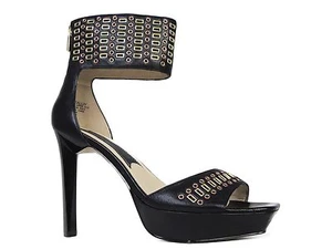 Boutique 9 Women's Real Luv Ankle Cuff Sandals Black Leather Size 9 M - Picture 1 of 6