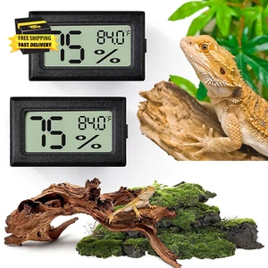 Reptile Thermometer and Humidity Gauge,2Pcs Digital Hygrometer Adhesive Reptile - Picture 1 of 7