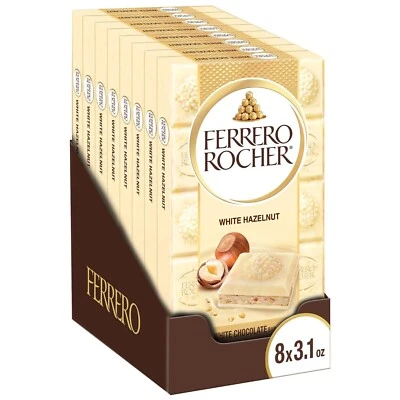 Barritas de Chocolate Ferrero Rocher Premium, Paquete de 8, Avellana Blanca, 3.1...  Foto 1 de 4