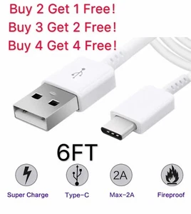 For 6ft USB C Cable Type C Fast Charger For Galaxy S8 S9 S10 Plus Note 9 Note 10 - Picture 1 of 4