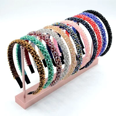 Wide Colourful Crystal Beaded Hairband Headbands Alice Bands Hair Bands Women