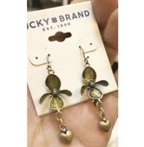Lucky Brand Flower Fishhook Earrings Green - Picture 1 of 2