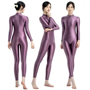 Damen Smooth Overalls Einteiler Overalls Langarm Leotards Sports Catsuits Tights - Bild 1 von 37