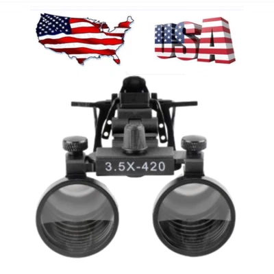 Lupas binoculares dentales de 3,5 X 420 mm lupa con clip de metal para gafas EE. UU. Foto 1 de 4