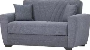 2-Sitzer Schlafsofa mit Bettkasten und Federkern 155 cm breit Grau ALANYA - Bild 1 von 4