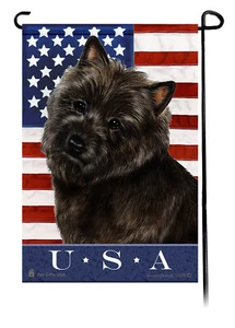 Patriotic USA Garden Flag - Black Cairn Terrier 031 - Picture 1 of 1