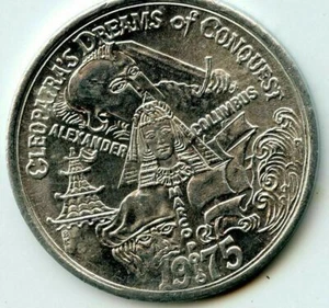 Mardi Gras Doubloon Krewe of Cleopatra 1975 aluminio - Imagen 1 de 2