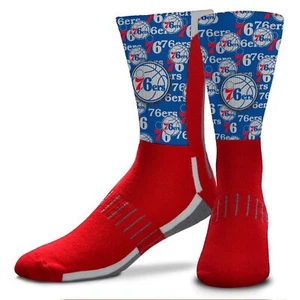 PHILADELPHIA 76ERS MONTAGE ADULT LARGE CREW SOCKS AUTHENTIC NBA BASKETBALL TEAM - Picture 1 of 1