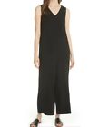 Eileen Fisher LARGE V-Neck Front Zip Ankle Length Jumpsuit Pockets NEW NWT $278
