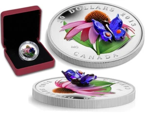 CANADA $20 2013 Silver Proof 'Purple Coneflower & Eastern Tailed Blue Butterfly' - Picture 1 of 6