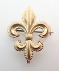 Antique Gold Filled or Plate Fleur de Lis Pendant Pocket Watch Holder Brooch Pin