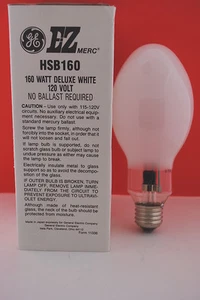 GE HSB160/E24/M EZ Merc 160 Watt Deluxe weiß Leuchtmittel 120 Volt ohne Vorschaltgerät - Bild 1 von 5