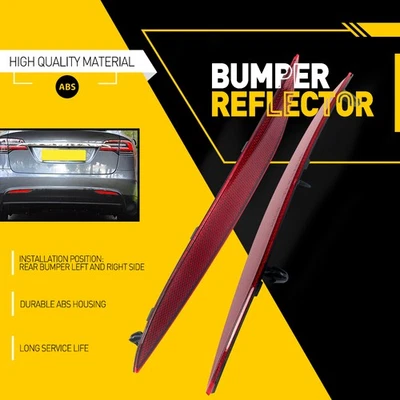 Cubierta de luz reflectora de parachoques trasero roja izquierda+derecha para Tesla Model X 2016-2023 2 piezas Foto 1 de 4