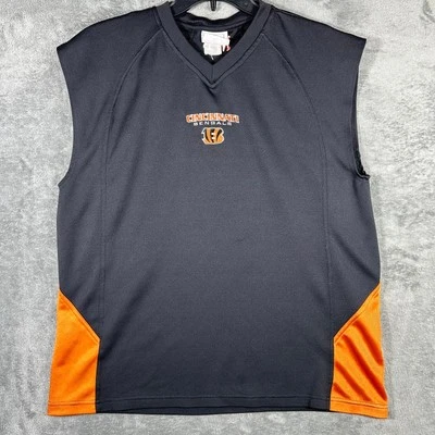 Camiseta sin mangas Cincinnati Bengals para hombre L negra corte bordado logotipo cuello en V Y2K Foto 1 de 4