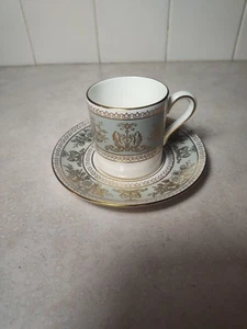 WEDGWOOD Gold Columbia (verde salvia) set tazze e piattini da caffè espresso usati in ottime condizioni! - Foto 1 di 7