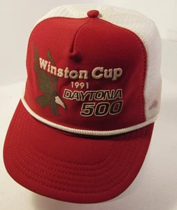 Cappello camionista vintage Winston Cup Daytona 500 uomo rosso snapback berretto da corsa USA 1991 - Foto 1 di 10