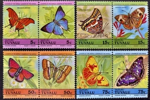 Juego de 8 estampillas de mariposas Tuvalu 1985 MNH - Imagen 1 de 1