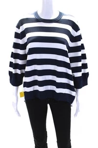 Seventy Womens Blue White Striped Crew Neck 3/4 Sleeve Blouse Top Size 50 - Picture 1 of 6