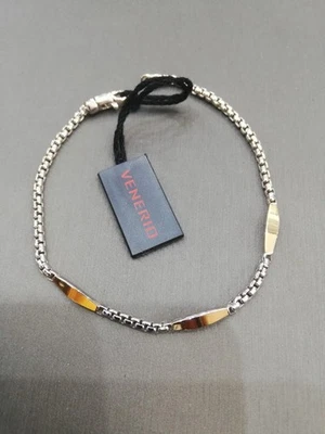 Bracciale Uomo Venerio In Argento 925 E Oro 750 18K Con Stanghette Alternate  - Immagine 1 di 4