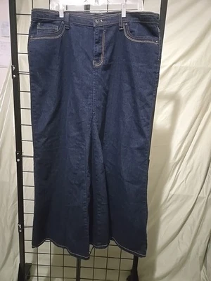 Ashley Stewart Women's Plus 16W Pencil Flare Skirt Blue Stretch Pockets Denim - Image 1 of 4