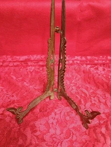 Antique Brass Picture Or Book Holder-vintage Decor - Picture 1 of 7