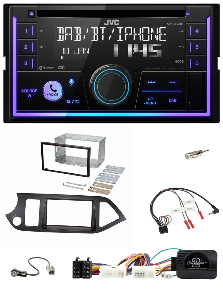 JVC Lenkrad USB 2DIN DAB Bluetooth CD Autoradio für Kia Picanto ab 2011 Start-St - Bild 1 von 4
