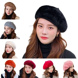 Damen Baskenmütze einfarbig klassisch französischer Stil Beanie Mütze Freizeit Künstlermütze - Bild 1 von 20