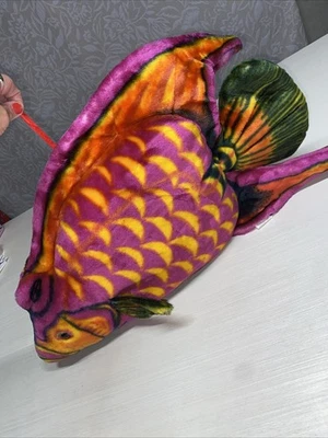 Bright Color Exotic Fish Pillow Or Hanging 24x13 See Pics - Image 1 of 4