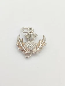 Vintage 925 Sterling Silber Schottische Distel Charm Anhänger  - Bild 1 von 3