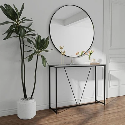 Space-Saving Slim Console Table with Metal Frame & Storage Shelf - Image 1 of 4