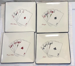 American Atelier Set of 4 Casino Royale Poker Square Dishes Snack Dessert - Picture 1 of 7