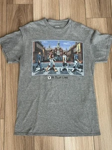 New England Patriots Graphic T-Shirt The Blue Line Belichick Gronk Brady Edelman - Picture 1 of 5