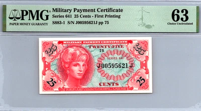 Series 641 25 Cents First Printing MPC PMG 63 Choice UNC S883-1 - Image 1 of 4