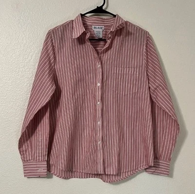 Camisa vintage Blair roja y blanca a rayas manga larga abotonada para mujer mediana Foto 1 de 3