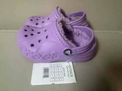Zapato zueco CROCS clásico Baya forrado de piel sintética sin cordones púrpura joven niño pequeño 10 10C Foto 1 de 4
