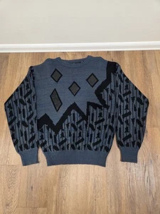 RAF Herren Pullover Sweater Medium Multi Chevron Rundhals Echtlederbesatz - Bild 1 von 2