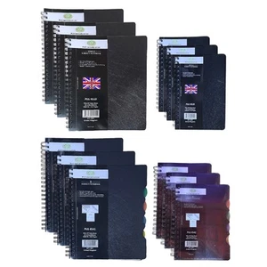 3 x A4/A5 Project Book Spiral Notebook 4 Part Subject Dividers School Office - Picture 1 of 44