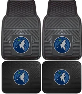 Minnesota Timberwolves 4 Piece Heavy Duty Floor Mat Set for Cars Trucks and SUV - Picture 1 of 1