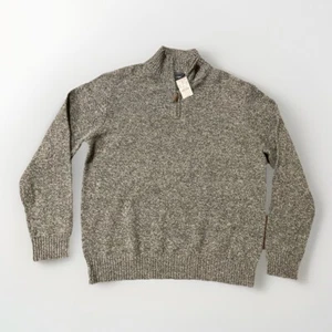 Suéter Pullover XL Gris Lana 1/4 Cremallera Hombre J Crew Nuevo con Etiquetas - Imagen 1 de 6