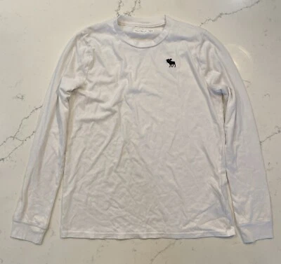 Abercrombie Kids Girls Shirt Size 15/16 White Long Sleeve Casual Moose T-Shirt - Image 1 of 4