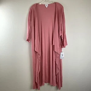 LuLaRoe SHIRLEY rosa Lachs gestreift einfarbig Kimono Halstuch Größe Large - Bild 1 von 7