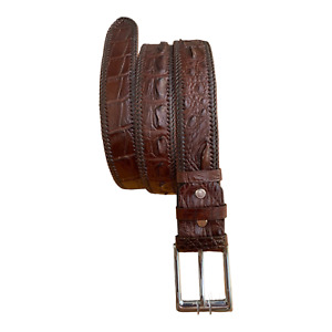 Genuine alligator skin brown belt buckle for men, crocodile leather Men's belt