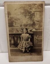 VICTORIAN CDV CABINET CARD PHOTO YOUNG GIRL IN DRESS PAINTED BACKGROUND