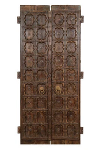 Große tür hölzern massivholz und eisen innen- oder aus außen alt und antike - Bild 1 von 8