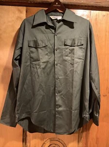 Large True Vtg 80s KEY IMPERIAL LS Mechanic Drake GREEN Work OD Shirt NOS USA - Picture 1 of 11