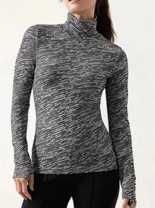 Athleta Women Turtleneck Shirt Small Flurry Blizzard Seamless Athleisure Sports - Picture 1 of 12