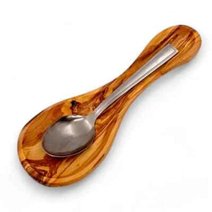 Natural Olive Wood Spoon Rest 25 cm: Unique Handmade Holder for Kitchen Spoons - Picture 1 of 4
