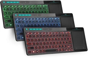 K18 plus Wireless 3-LED Color Backlit Multimedia Keyboard with Multi-Touch Big S - Picture 1 of 12
