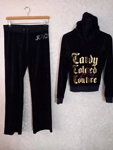 Juicy Couture Vintage dunkelblau Velour Trainingsanzug Set Jacke - M Hose - S - Bild 1 von 9