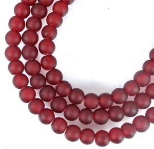 100 Czech Frosted Sea Glass Round Beads - Matte - Dark Red 4mm - Picture 1 of 3